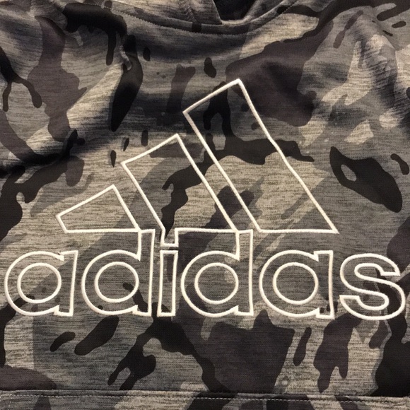 Adidas Medium Grey Camo FLEECE LINED Hoodie NWOT - Picture 3 of 9